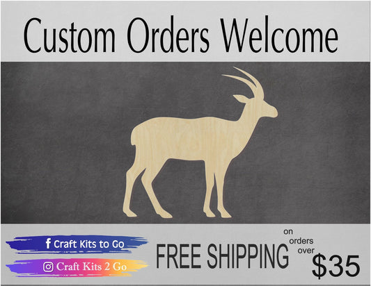Antelope Cutout Blank zoo animals hunting #1128 - Multiple Sizes Available - Unfinished Wood Cutout Shapes