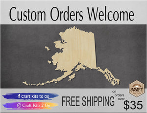 Alaska State blank cutout winter snow snowing hunting fishing #1140 - Multiple Sizes Available - Unfinished Wood Cutout Shapes