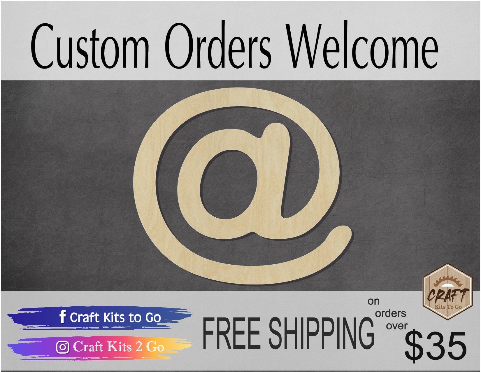 AT Symbol blank cutout email office #1142 - Multiple Sizes Available - Unfinished Wood Cutout Shapes