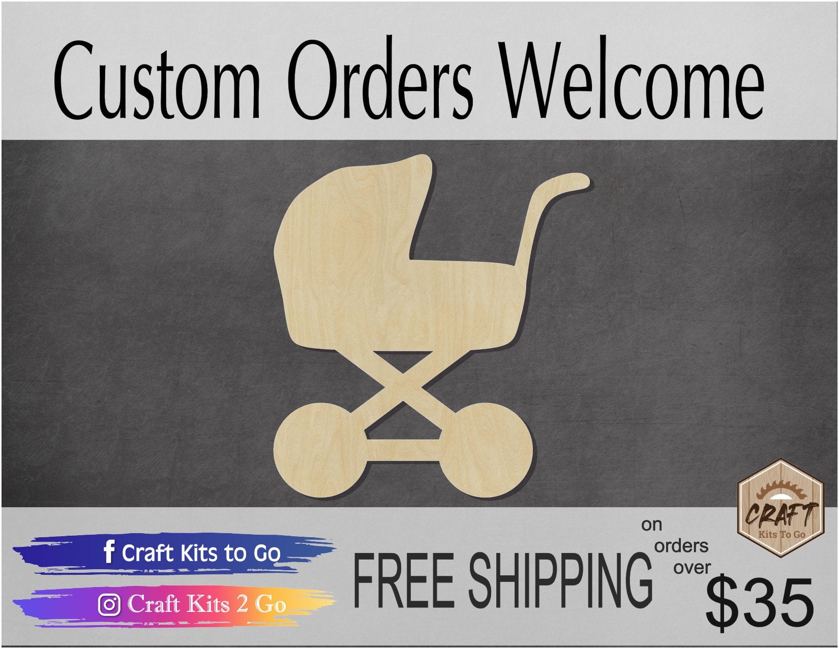 Baby Carriage blank cutout baby shower walk nice day #1146 - Multiple Sizes Available - Unfinished Wood Cutout Shapes