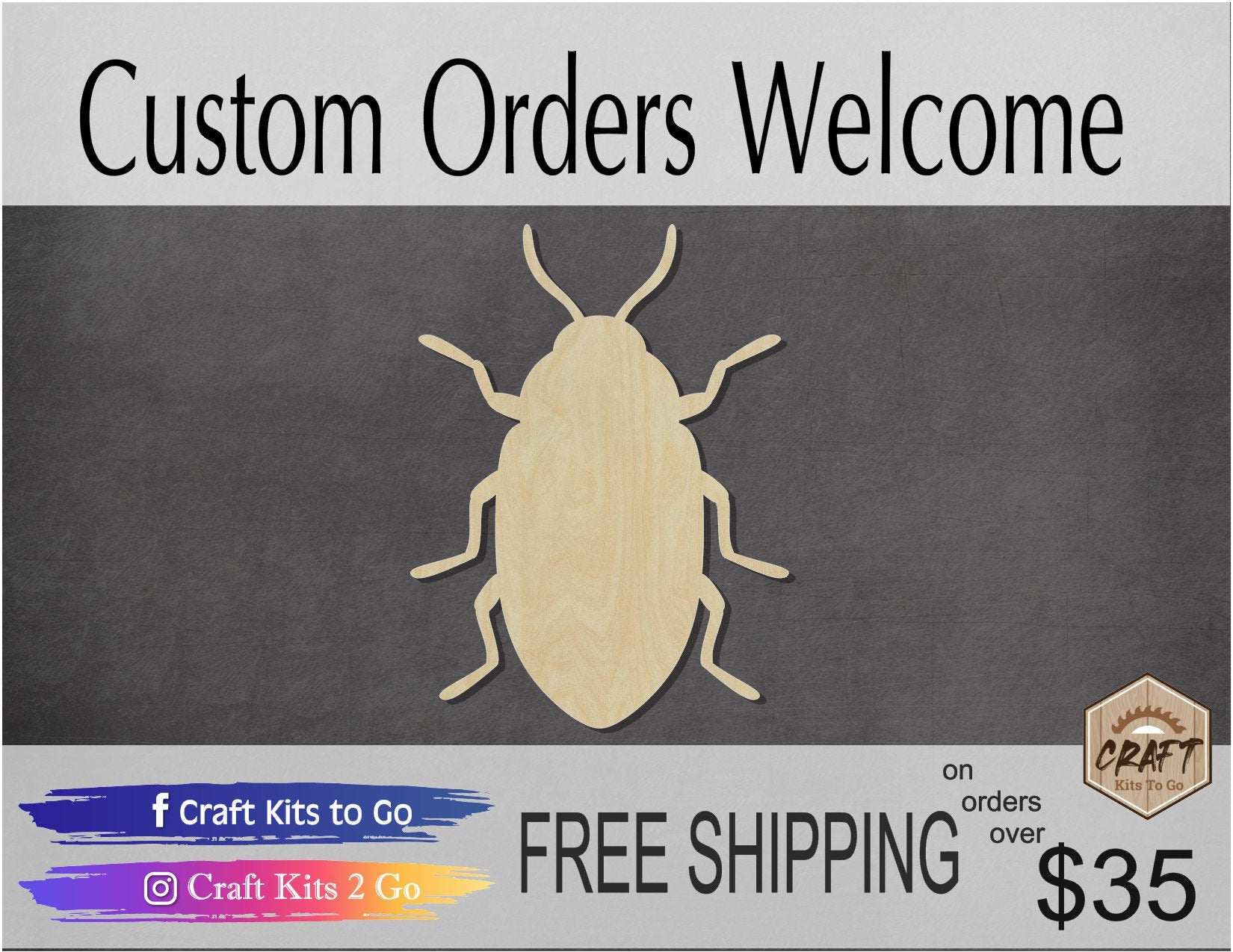 Beetle Bug Blank Cutout #1177 - Multiple Sizes Available - Unfinished Wood Cutout Shapes