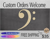 Bass Clef Wood Cutouts Music Band Class #1189 - Multiple Sizes Available - Unfinished Cutout Shapes