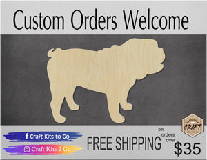 Bulldog Cutout wood blank Mans best friend #1232 - Multiple Sizes Available - Unfinished Wood Cutout Shapes
