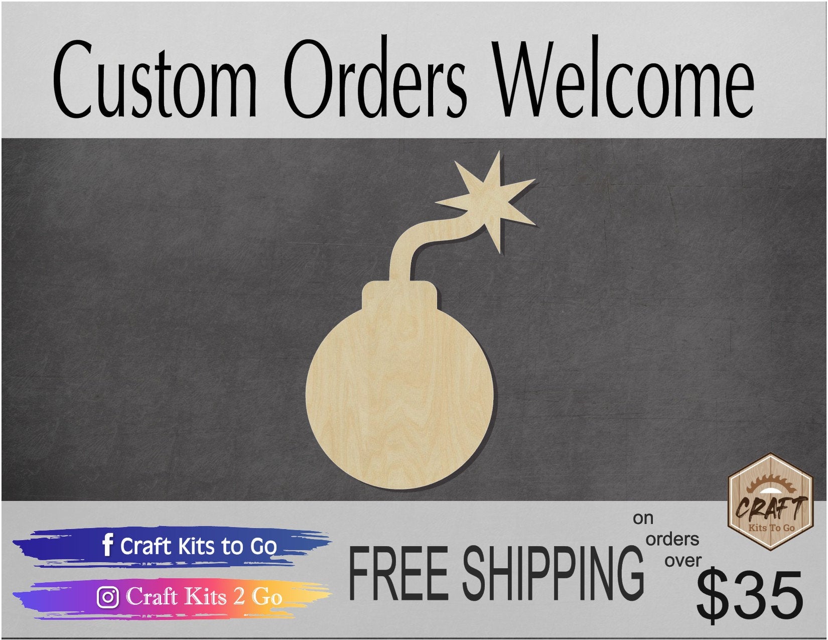Cartoon Bomb DIY Paint blank wood cutouts #1263 - Multiple Sizes Available - Unfinished Wood Cutout Shapes