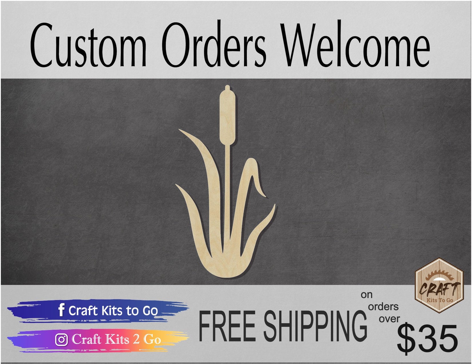 Cattail Plant Garden Water blank wood cutouts DIY Paint #1269 - Multiple Sizes Available - Unfinished Wood Cutout Shapes