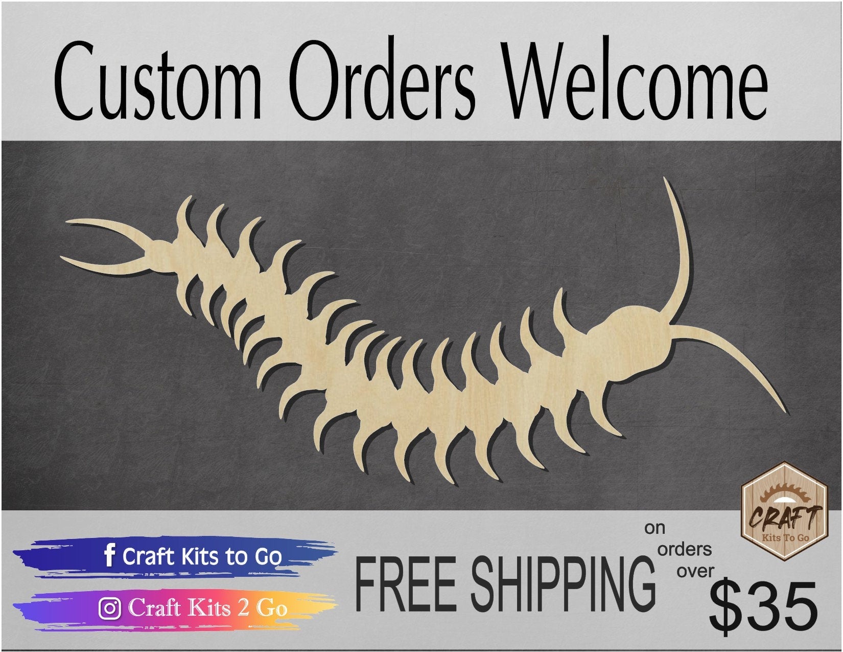 Centipede blank wood cutouts Animal cutouts Animal Blank Farm #1275 - Multiple Sizes Available - Unfinished Wood Cutout Shapes