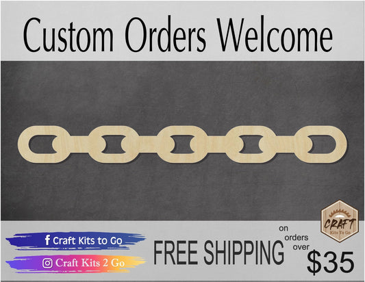 Chain DIY Paint Wood blank cutouts #1276 - Multiple Sizes Available - Unfinished Wood Cutout Shapes