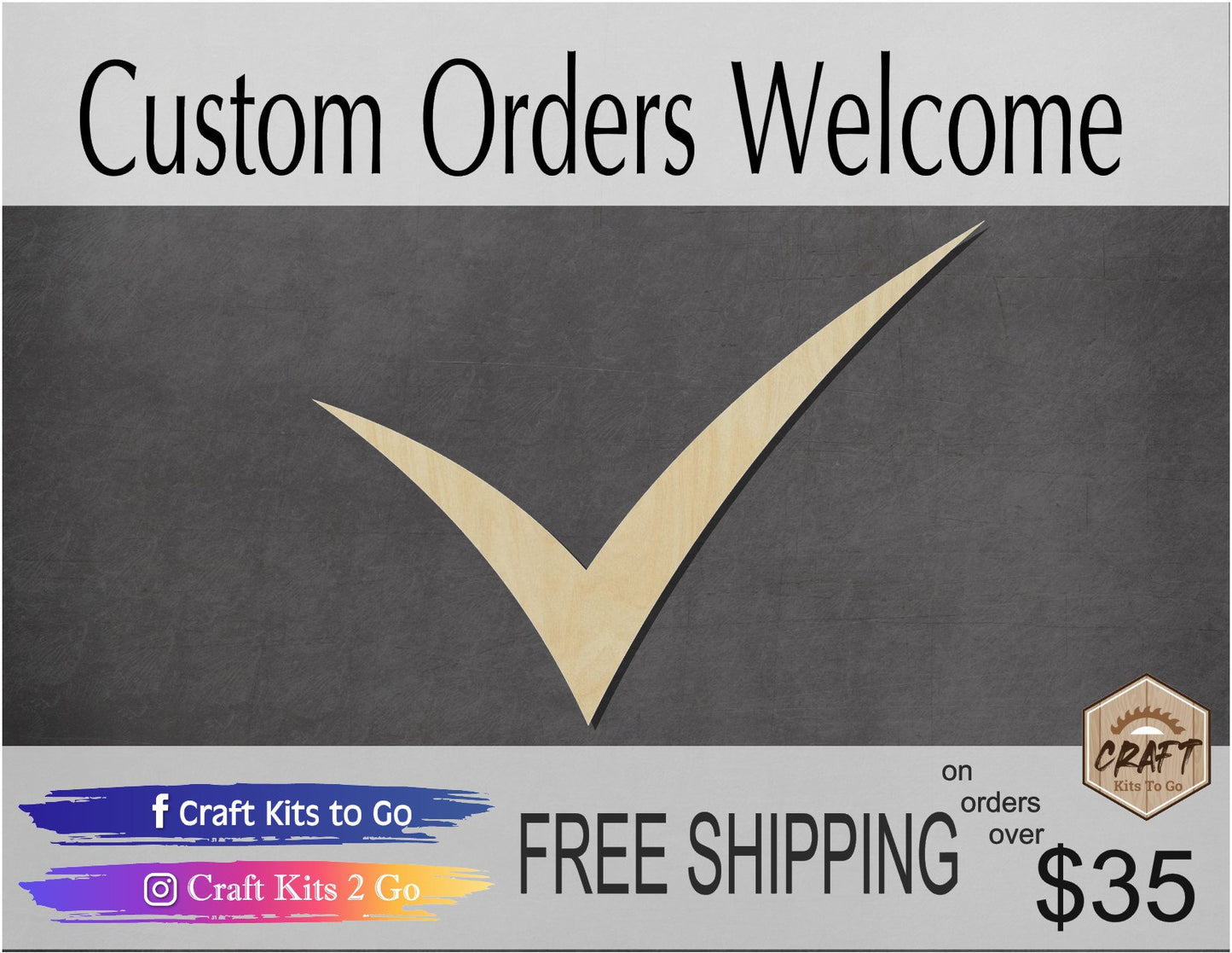 Check Mark blank wood cutouts DIY Paint #1280 - Multiple Sizes Available - Unfinished Wood Cutout Shapes