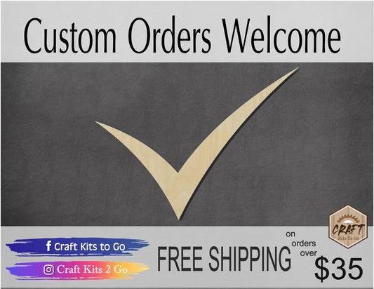 Check Mark blank wood cutouts DIY Paint #1280 - Multiple Sizes Available - Unfinished Wood Cutout Shapes