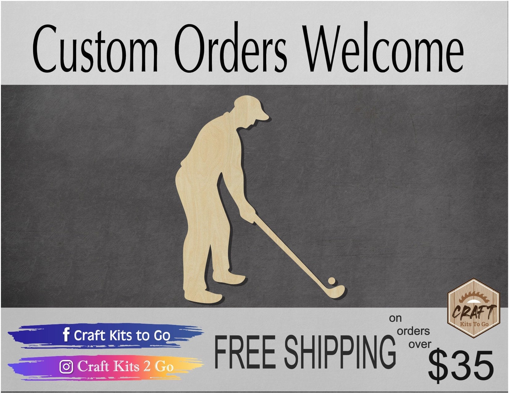 Golfer Golfing blank wood cutouts Sports DIY Paint #1543 - Multiple Sizes Available - Unfinished Cutout Shapes