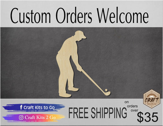 Golfer Golfing blank wood cutouts Sports DIY Paint #1543 - Multiple Sizes Available - Unfinished Cutout Shapes