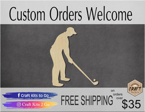 Golfer Golfing blank wood cutouts Sports DIY Paint #1543 - Multiple Sizes Available - Unfinished Cutout Shapes