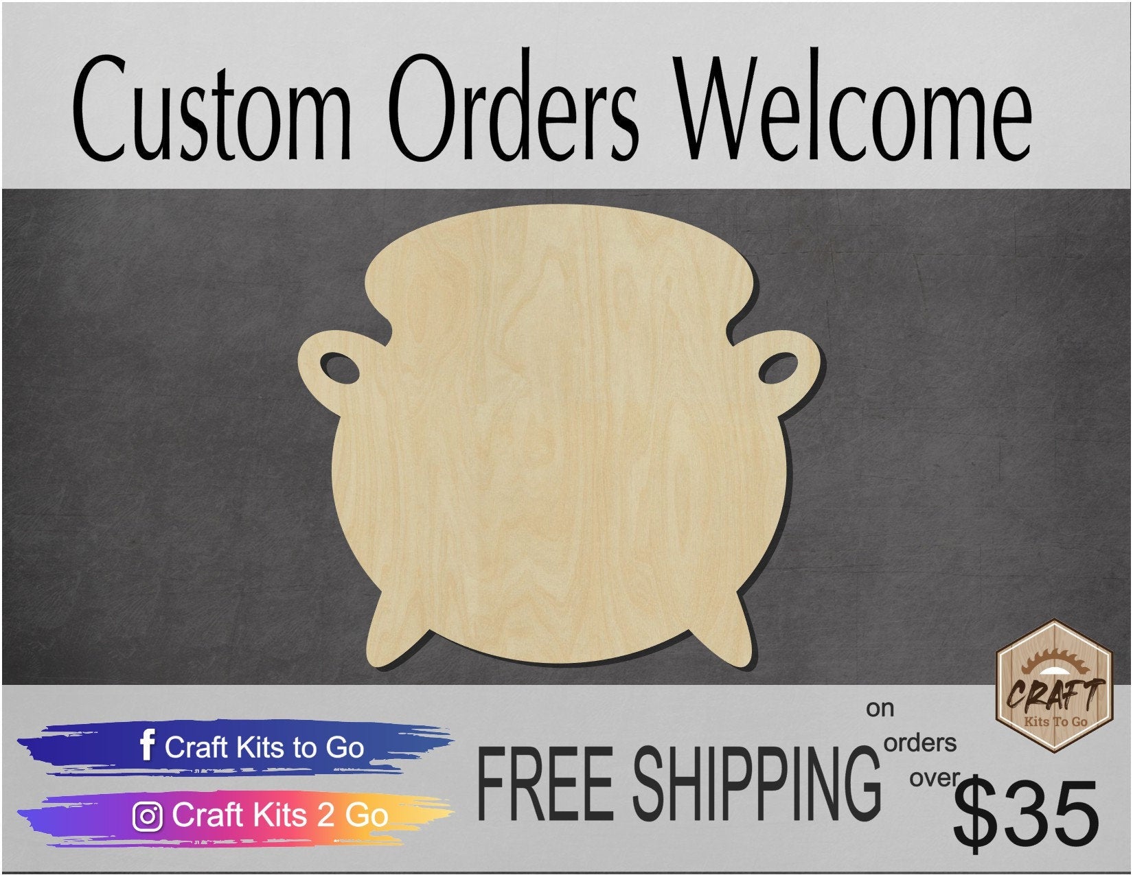 Cauldron Wood Cutouts Halloween Witch DIY Paint #2195 - Multiple Sizes Available - Unfinished wood Cutout Shapes
