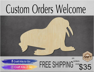 Walrus Wood Cutouts DIY Paint Ocean animals sea life Beach #2171 - Multiple Sizes Available - Unfinished wood Cutout Shapes