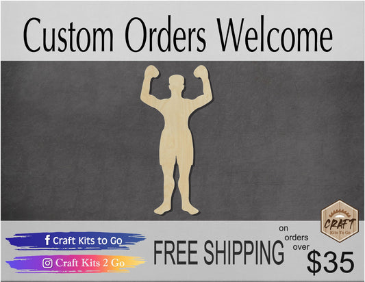 Boxer Cutout Wood Blanks Sports Cutouts paint yourself DIY Paint kit #1301 - Multiple Sizes Available - Unfinished Cutout Shapes