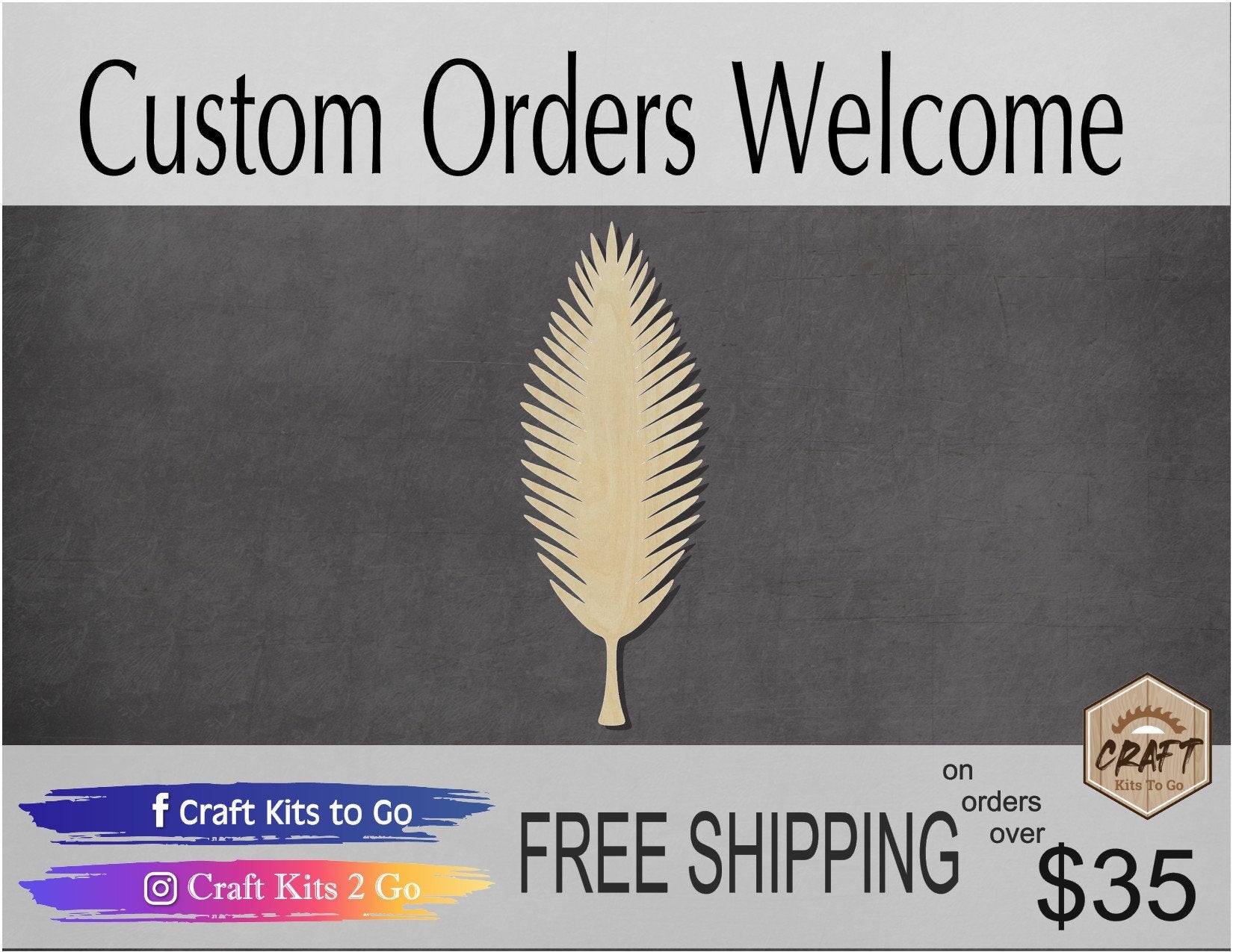 Coconut Tree Leaf Plant cutouts Paint yourself Paint kits wood blanks DIY Garden #1318 - Multiple Sizes Available - Unfinished Cutout Shapes