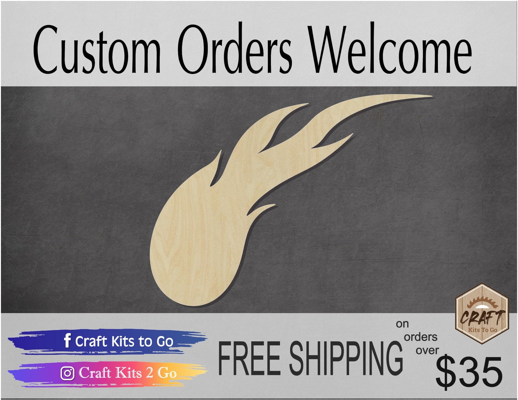 Comet Space wood blank cutouts outer space Paint kit Bedroom decor DIY  #1321 - Multiple Sizes Available - Unfinished Cutout Shapes