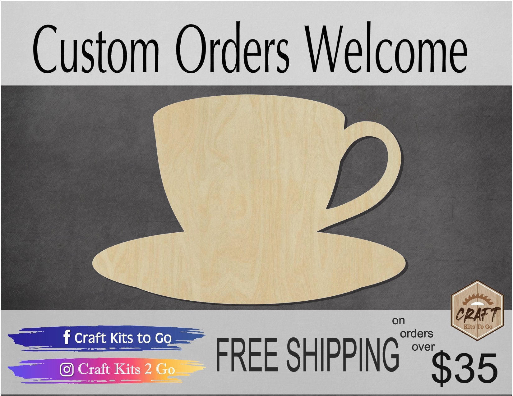Coffee Cup blank wood cutouts Kitchen Decor DIY Paint Kit Paint yourself #1319 - Multiple Sizes Available - Unfinished Cutout Shapes