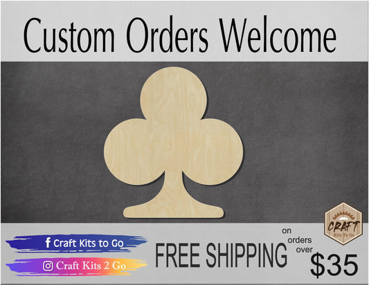 Club card DIY paint kit Cards game games #1342 - Multiple Sizes Available - Unfinished Cutout Shapes