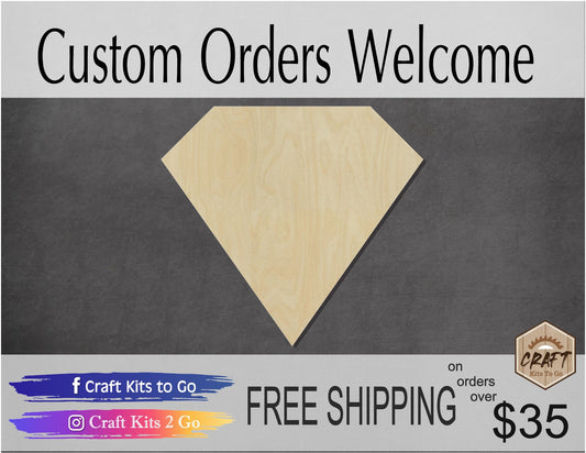Diamond shape wood cutouts blank DIY paint it yourself paint kit Shapes #1372 - Multiple Sizes Available - Unfinished Cutout Shapes