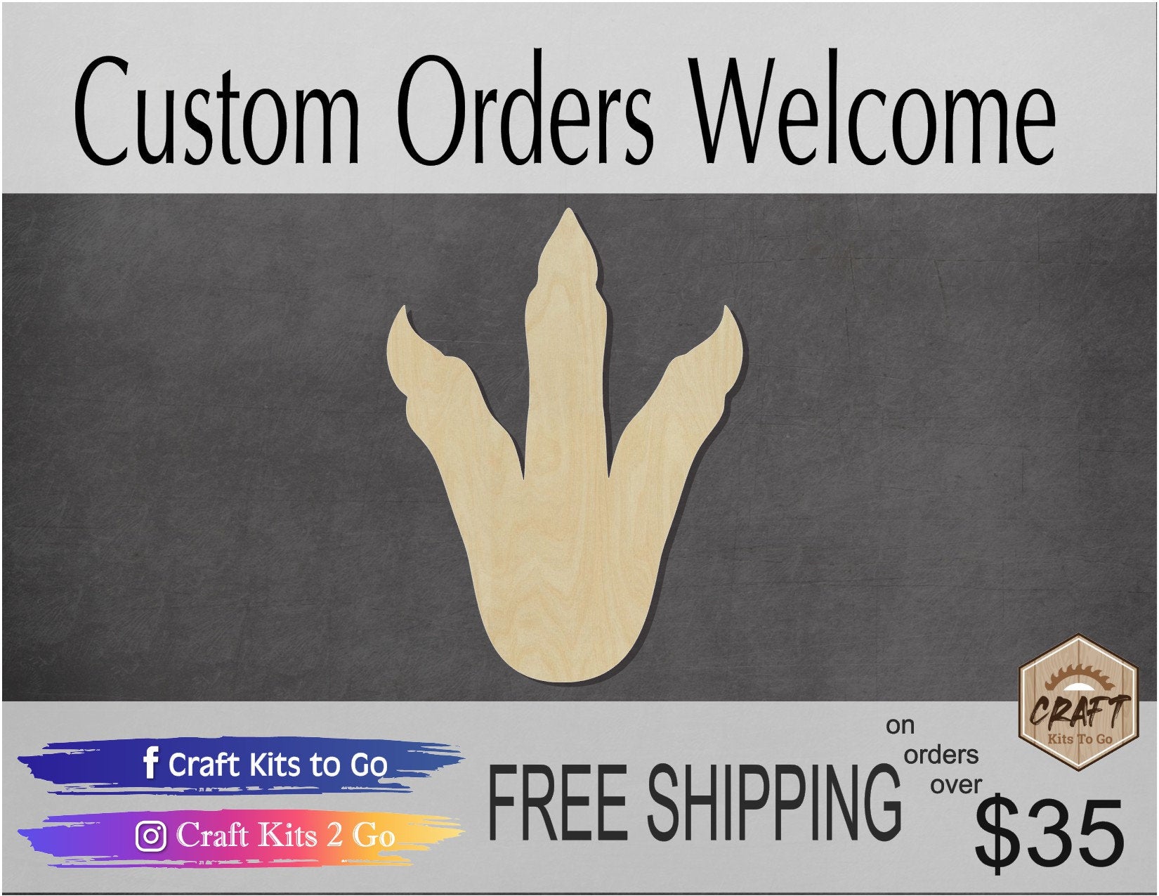 Dinosaur Footprint bedroom decor DIY paint kit Paint it yourself history zoo #1375 - Multiple Sizes Available - Unfinished Cutout Shapes