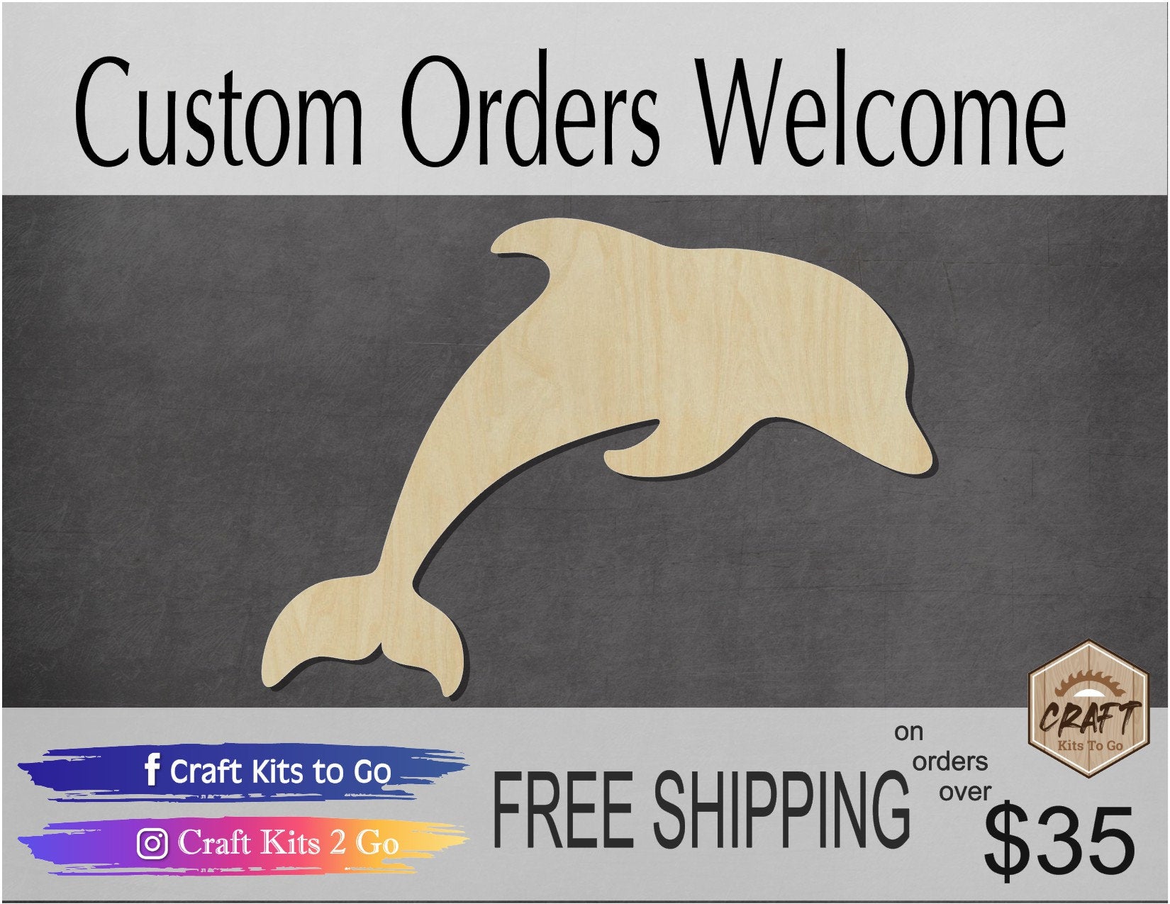 Dolphin cutout animal cutouts blank wood craft Sea animals ocean #1389 - Multiple Sizes Available - Unfinished Cutout Shapes