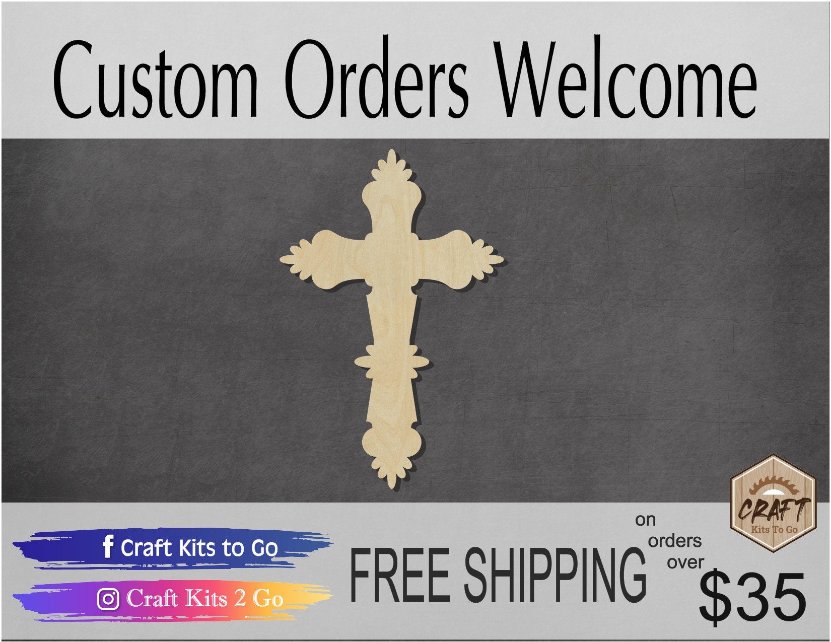 Crucifix wood blank cutouts Religion Church DIY paint kit #1398 - Multiple Sizes Available - Unfinished Cutout Shapes