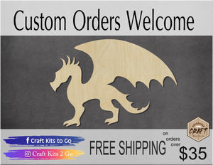 Dragon cutouts wood blanks Castle Princess Guardian DIY paint kit Paint yourself #1406 - Multiple Sizes Available - Unfinished Cutout Shapes