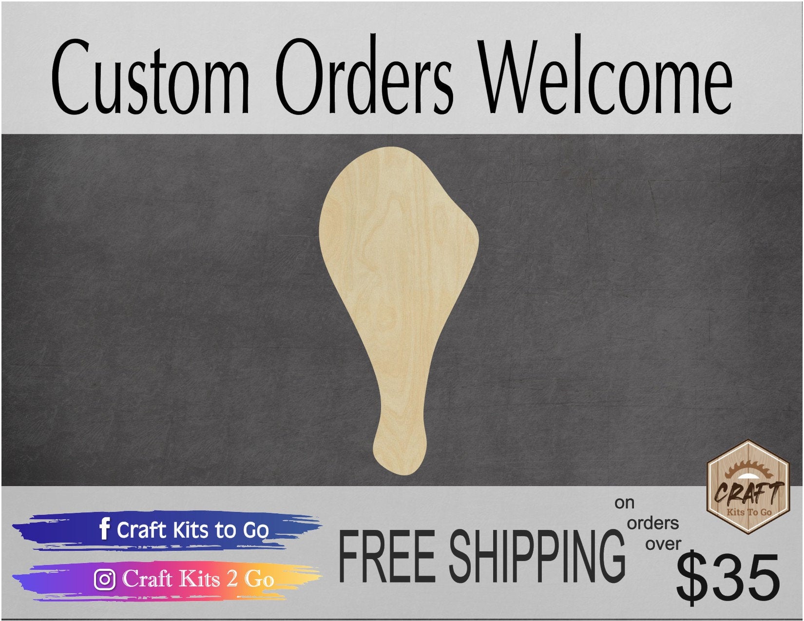 Drumstick Cutout Kitchen Decor Food cutouts Pantry DIY Paint kit #1412 - Multiple Sizes Available - Unfinished Cutout Shapes