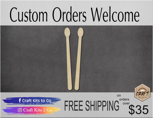 Drumsticks cutout music class Musician Band wood cutouts DIY paint kit #1413 - Multiple Sizes Available - Unfinished Cutout Shapes
