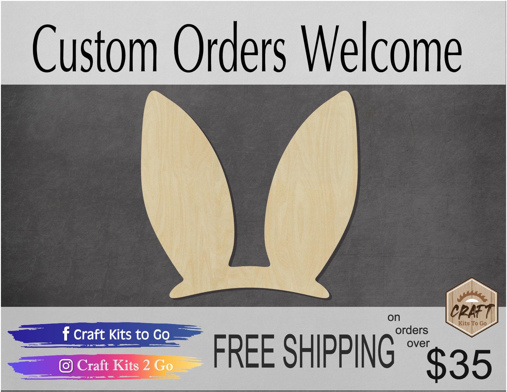 Easter Bunny Ears cutout wood blank cutouts Easter craft Easter Bunny DIY Paint #1422 - Multiple Sizes Available - Unfinished Cutout Shapes