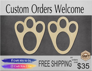 Easter Bunny Footprints Stencil wood blank cutouts DIY Paint kits Holiday Craft #1425 - Multiple Sizes Available - Unfinished Cutout Shapes