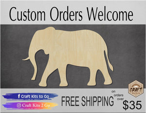 Elephant Cutout Zoo Theme zoo animal cutouts wood cutouts DIY Paint kit #1435 - Multiple Sizes Available - Unfinished Cutout Shapes