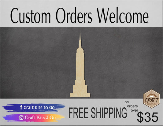 Empire State Building Cutout Wood cutouts New York City NY Places Vacation DIY #1444 - Multiple Sizes Available - Unfinished Cutout Shapes