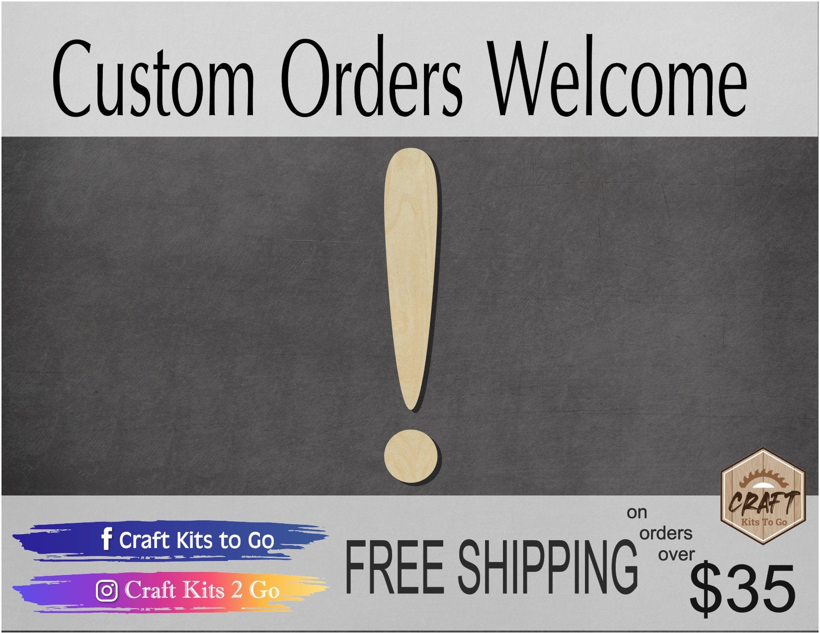 Exclamation Point Cutout word cutouts wood blank cutouts DIY Paint Custom Name #1447 - Multiple Sizes Available - Unfinished Cutout Shapes
