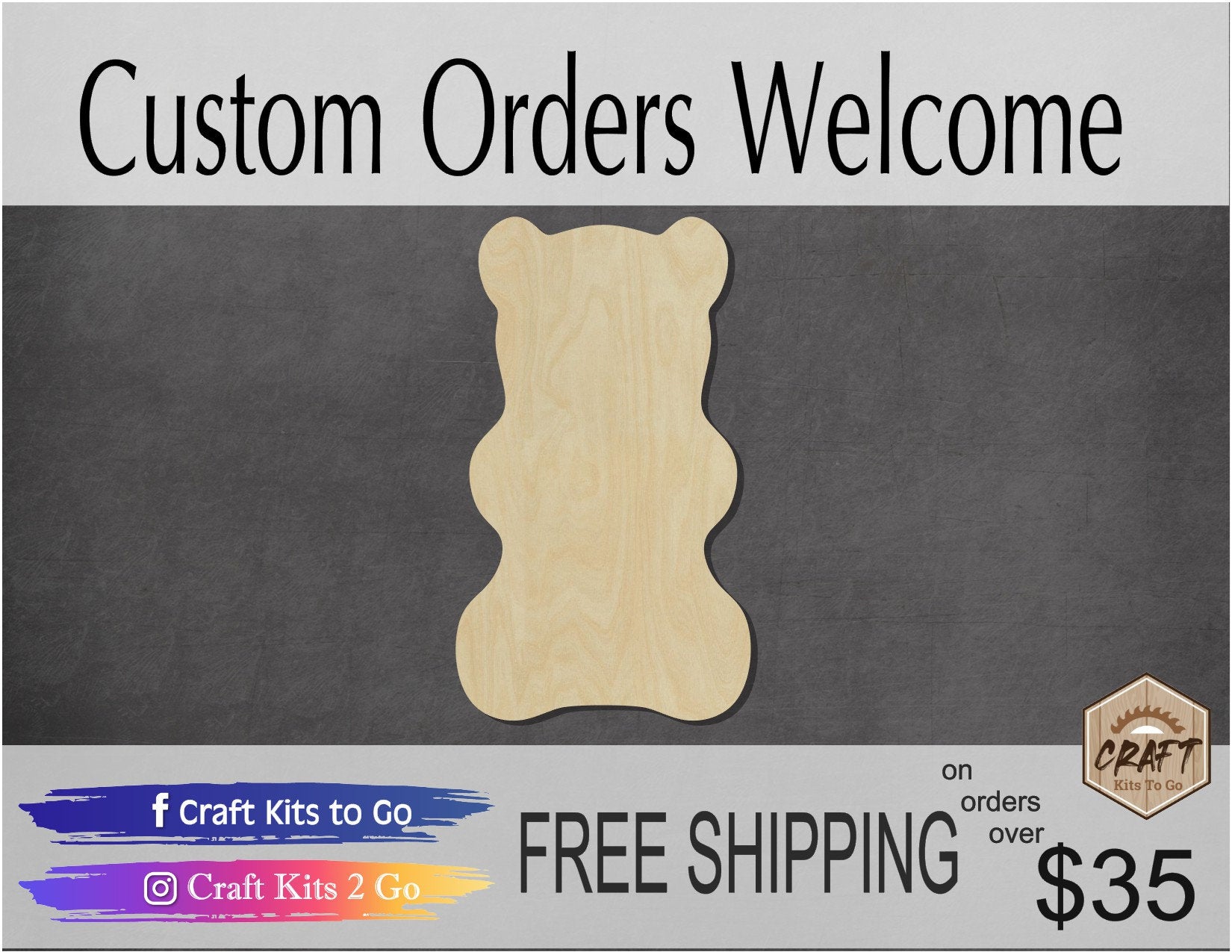 Gummy Bear Cutout wood cutouts Treats Candy DIY Paint kit Paint yourself #1567 - Multiple Sizes Available - Unfinished Cutout Shapes