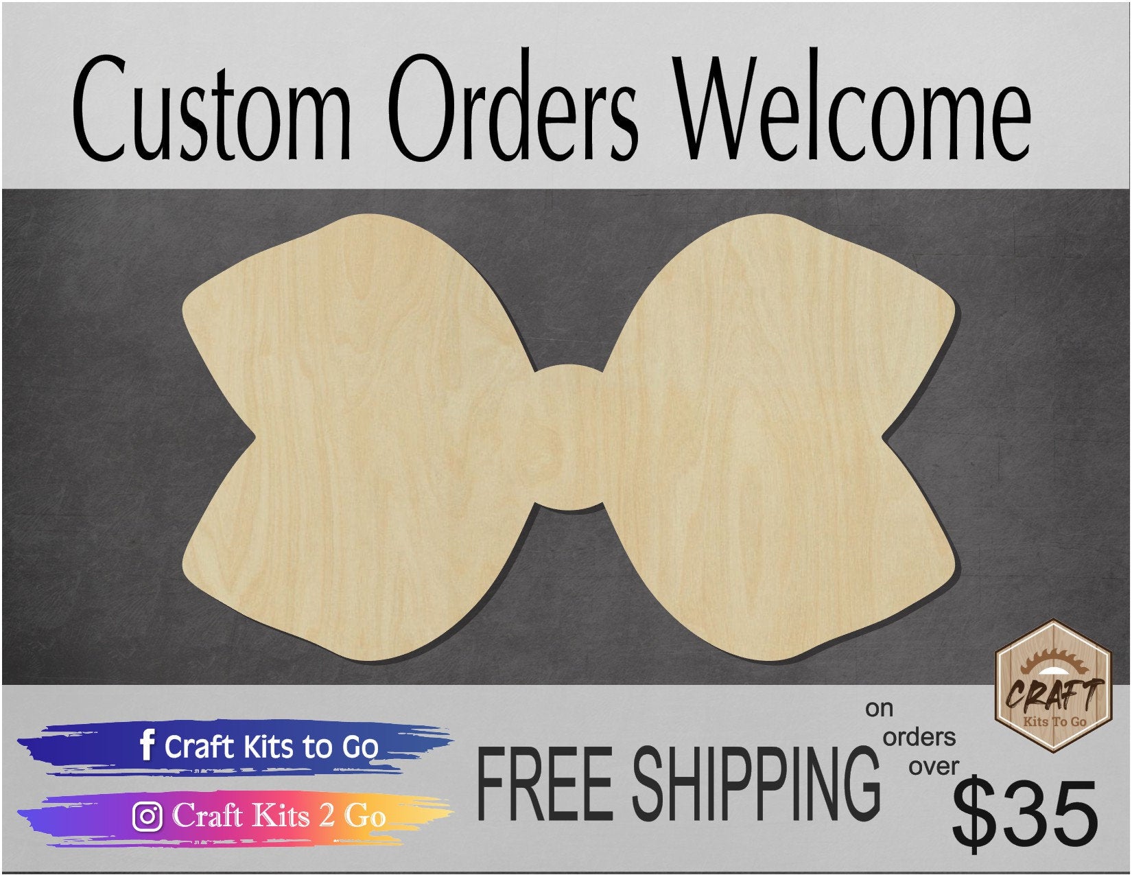 Hair Bow Cutout Wood cutouts Bow DIY paint kit Paint yourself #1569 - Multiple Sizes Available - Unfinished Cutout Shapes