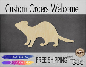 Ferret wood cutouts Animal cutouts zoo animals Wild DIY Paint kit #1459 - Multiple Sizes Available - Unfinished wood Cutout Shapes