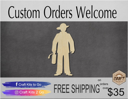 Fireman fire fighter Emergency wood cutouts DIY Paint #1467 - Multiple Sizes Available - Unfinished wood Cutout Shapes