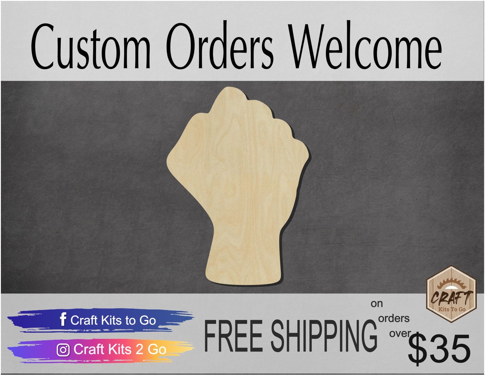 Fist wood cutouts fist bump DIY Paint wood shapes #1474 - Multiple Sizes Available - Unfinished Wood Cutout Shapes