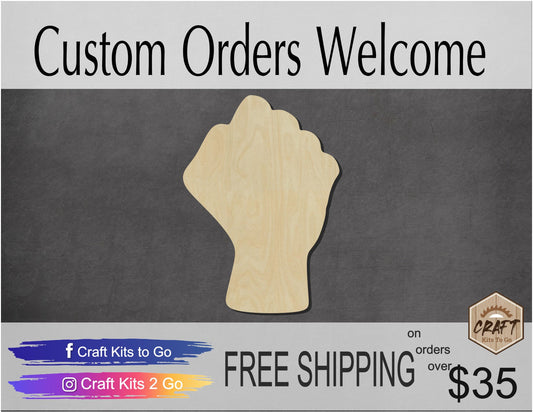 Fist wood cutouts fist bump DIY Paint wood shapes #1474 - Multiple Sizes Available - Unfinished Wood Cutout Shapes