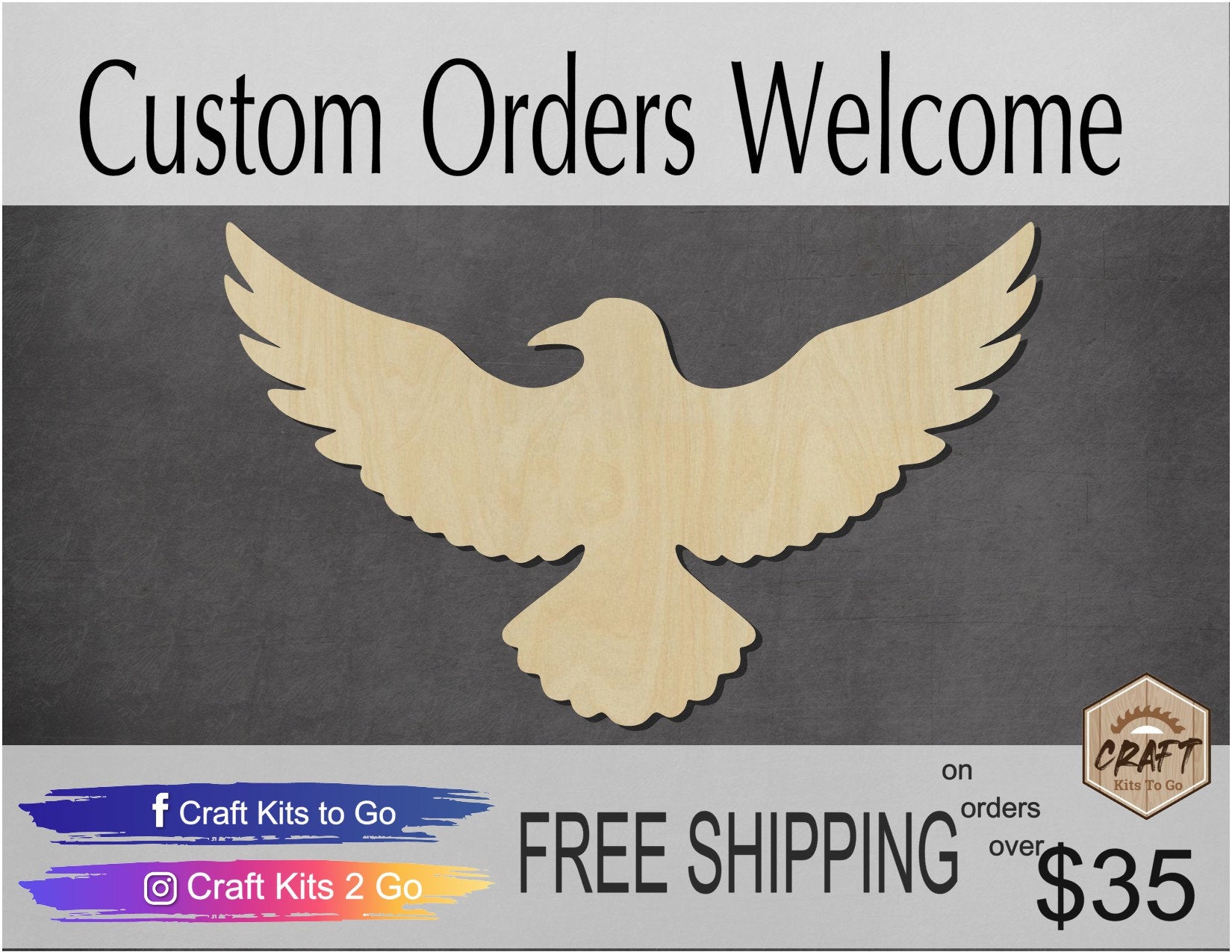 Flying Raven wood cutouts Animal cutouts zoo animals DIY Paint kit #1492 - Multiple Sizes Available - Unfinished Wood Cutout Shapes