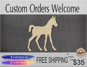 Foal wood cutouts Baby horse Farm animals animal cutouts DIY Paint kit #1498 - Multiple Sizes Available - Unfinished Wood Cutout Shapes