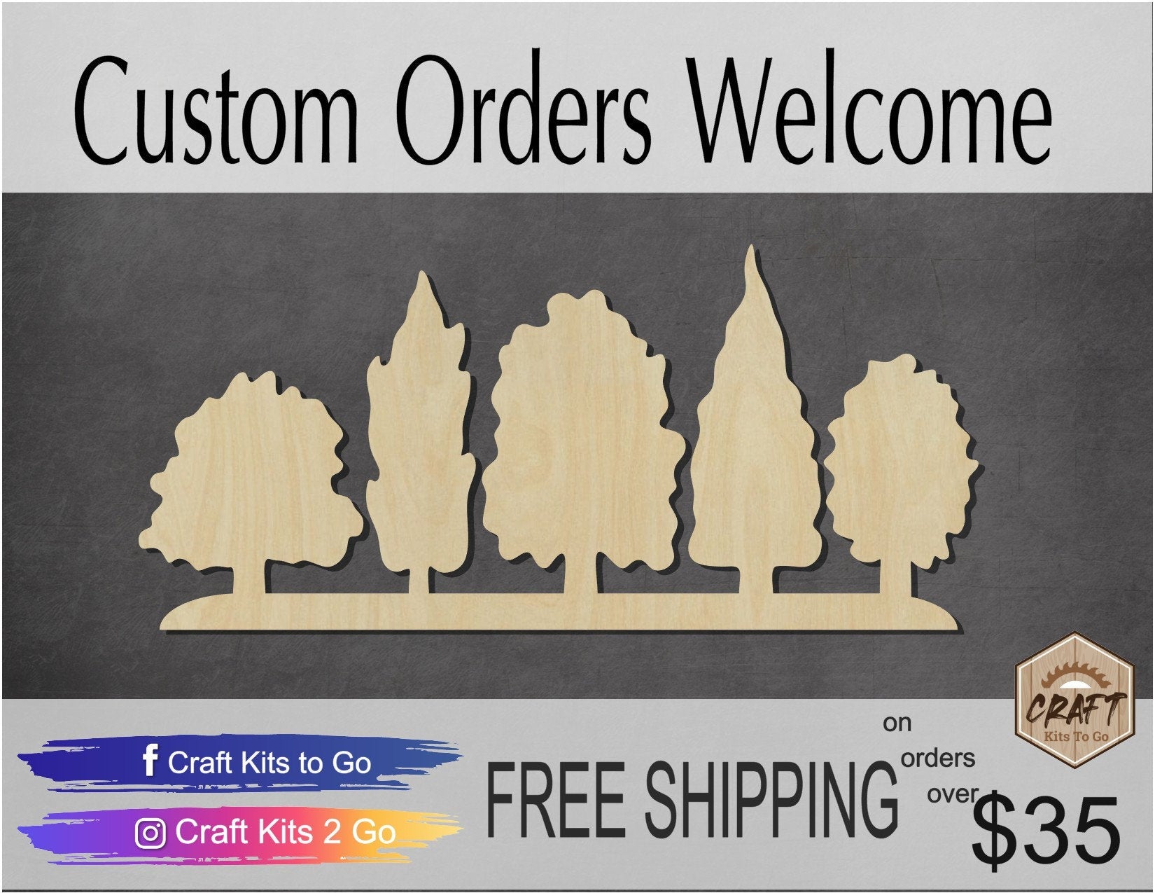 Forrest wood cutouts Land Trees Plants DIY paint kit #1505 - Multiple ...