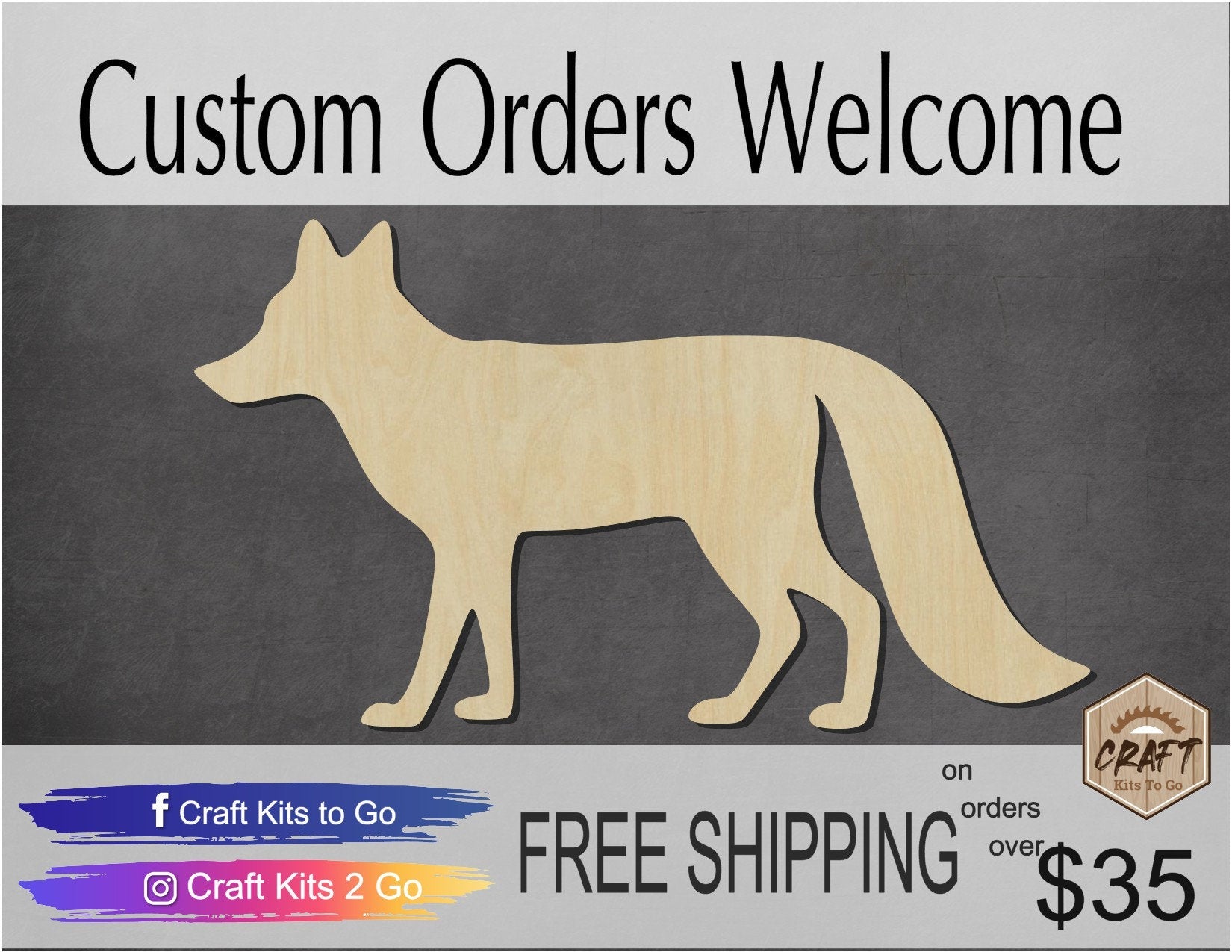 Fox wood cutouts Animal cutouts Zoo animals wild animals DIY paint kit #1509 - Multiple Sizes Available - Unfinished Wood Cutout Shapes
