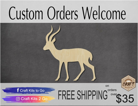 Gazelle wood cutouts animal cutouts zoo animals wild animals DIY paint kit #1520 - Multiple Sizes Available - Unfinished Wood Cutout Shapes