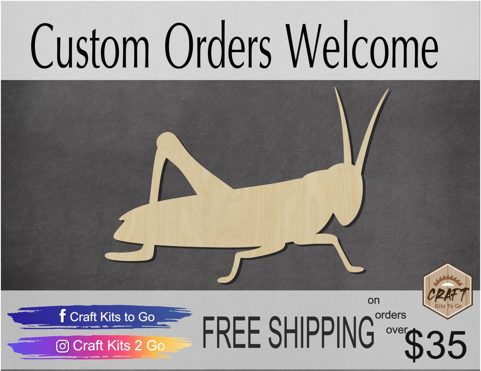 Grasshopper wood cutout bugs animal shapes animal cutouts DIY Paint kit #1552 - Multiple Sizes Available - Unfinished wood cutouts shapes
