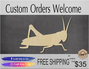 Grasshopper wood cutout bugs animal shapes animal cutouts DIY Paint kit #1552 - Multiple Sizes Available - Unfinished wood cutouts shapes