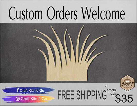 Grass wood cutout Yard Garden outside DIY Paint kit #1553 - Multiple Sizes Available - Unfinished wood cutouts shapes