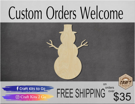 SnowMan Wood cutout Snowing Winter fun DIY paint kit #2028 - Multiple Sizes Available - Unfinished Wood Cutouts Shapes